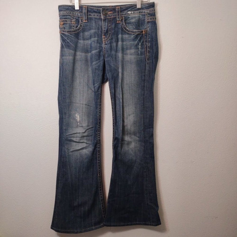 Vigoss Medium Wash Super Flare Denim Jeans 5